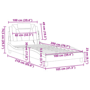 vidaXL Cadre de lit "Viana" avec LED sans matelas Marron 100x200 cm