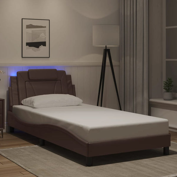 vidaXL Cadre de lit "Viana" avec LED sans matelas Marron 100x200 cm