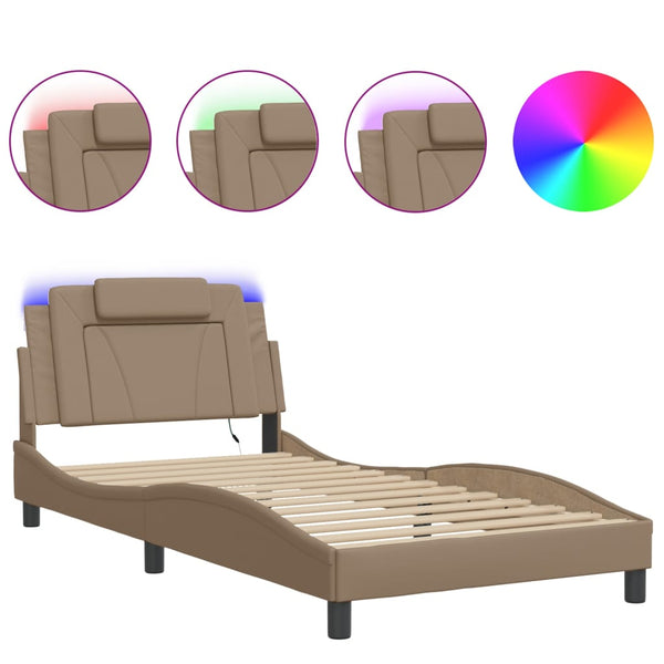 vidaXL Cadre de lit "Viana" avec LED sans matelas marron cappuccino 100x200 cm