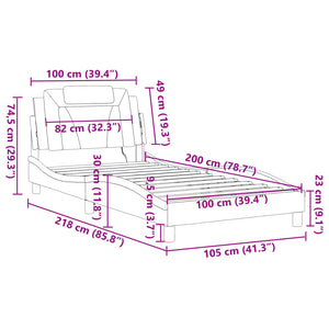vidaXL Cadre de lit "Viana" avec LED sans matelas marron cappuccino 100x200 cm