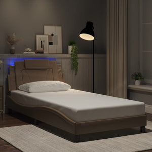vidaXL Cadre de lit "Viana" avec LED sans matelas marron cappuccino 100x200 cm