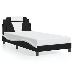 vidaXL Cadre de lit « Viana » avec LED sans matelas Noir et blanc 100x200 cm