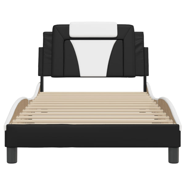vidaXL Cadre de lit « Viana » avec LED sans matelas Noir et blanc 100x200 cm