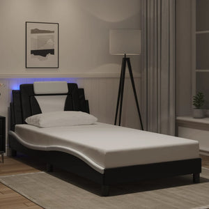 vidaXL Cadre de lit « Viana » avec LED sans matelas Noir et blanc 100x200 cm