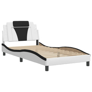 vidaXL Cadre de lit « Viana » avec LED sans matelas Blanc et noir 100x200 cm