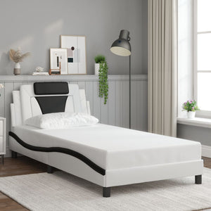 vidaXL Cadre de lit « Viana » avec LED sans matelas Blanc et noir 100x200 cm