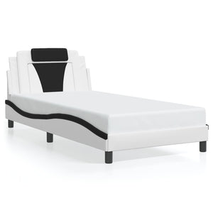 vidaXL Cadre de lit « Viana » avec LED sans matelas Blanc et noir 100x200 cm