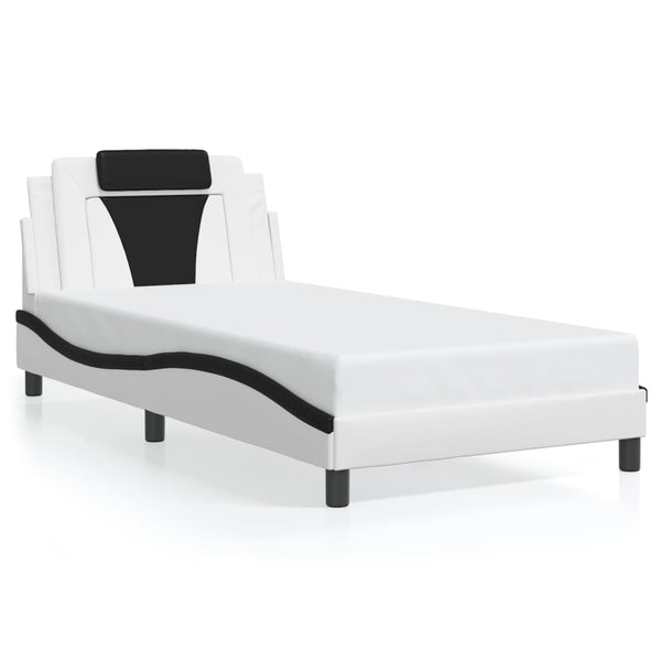 vidaXL Cadre de lit « Viana » avec LED sans matelas Blanc et noir 100x200 cm