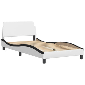 vidaXL Cadre de lit « Viana » avec LED sans matelas Blanc et noir 100x200 cm