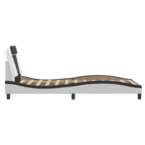 vidaXL Cadre de lit « Viana » avec LED sans matelas Blanc et noir 100x200 cm