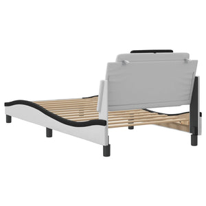 vidaXL Cadre de lit « Viana » avec LED sans matelas Blanc et noir 100x200 cm