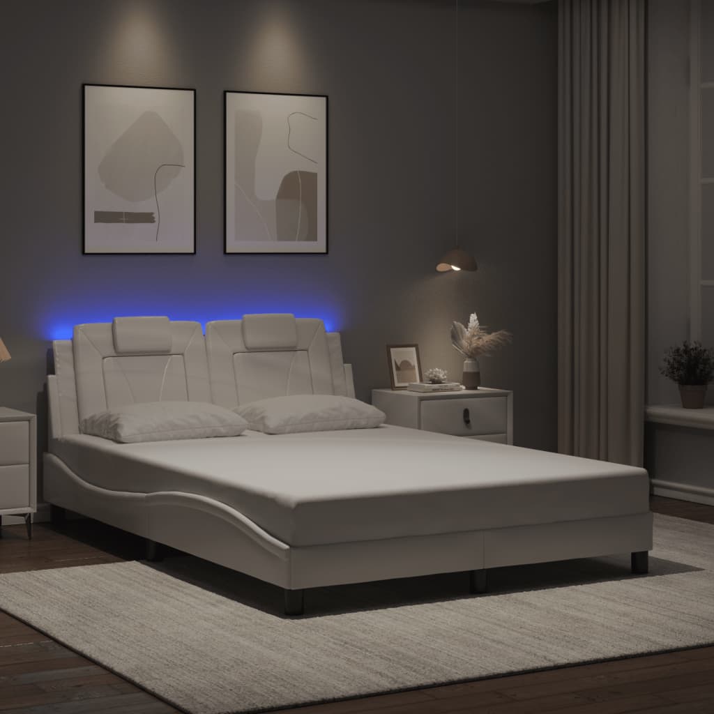 vidaXL Cadre de lit « Viana » avec LED sans matelas Blanc 120 x 200 cm