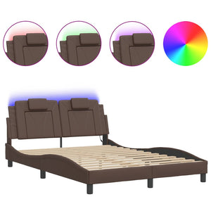 vidaXL Cadre de lit "Viana" avec LED sans matelas Marron 120x200 cm