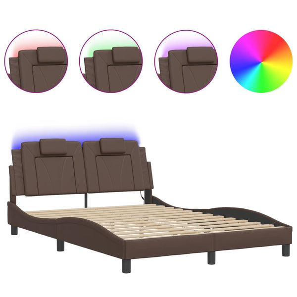 vidaXL Cadre de lit "Viana" avec LED sans matelas Marron 120x200 cm