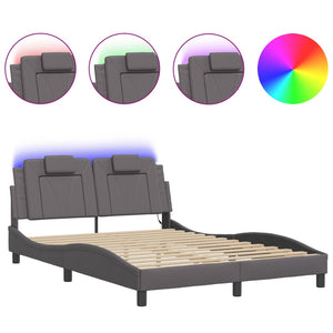 Bettgestell Viana Grau 120x200 cm mit LED
