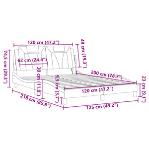 Bettgestell Viana Grau 120x200 cm mit LED