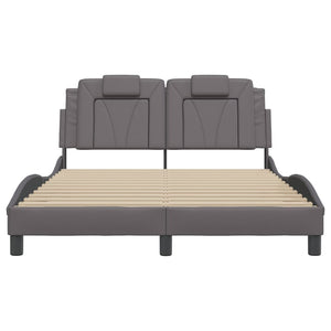 Bettgestell Viana Grau 120x200 cm mit LED