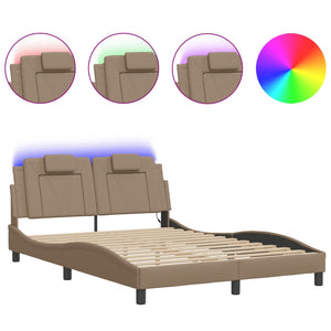 vidaXL Cadre de lit "Viana" avec LED sans matelas Cappuccino-Brun 120x200 cm