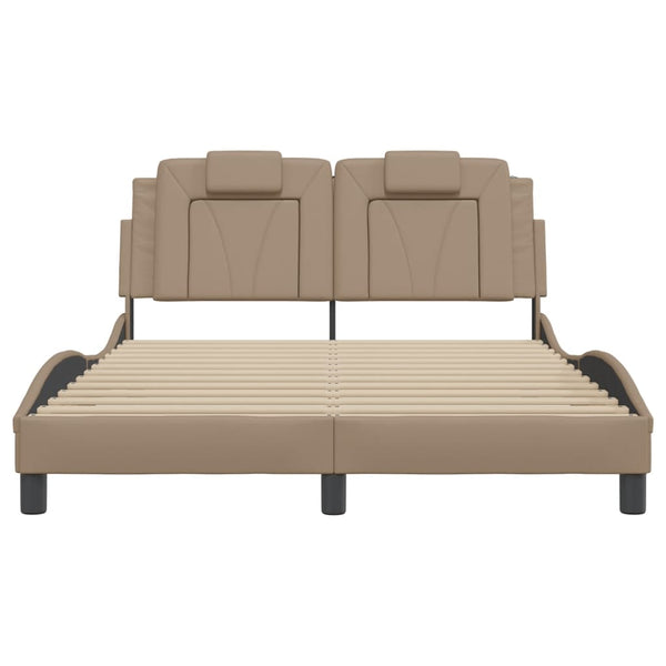 vidaXL Cadre de lit "Viana" avec LED sans matelas Cappuccino-Brun 120x200 cm