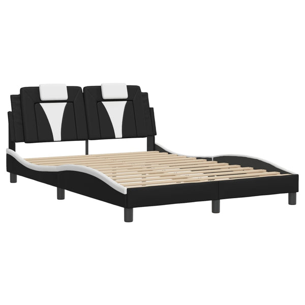 vidaXL Cadre de lit « Viana » avec LED sans matelas Noir et blanc 120x200 cm