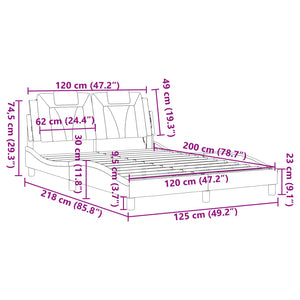 vidaXL Cadre de lit « Viana » avec LED sans matelas Noir et blanc 120x200 cm