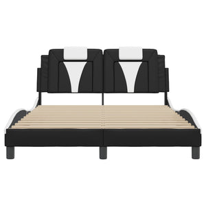 vidaXL Cadre de lit « Viana » avec LED sans matelas Noir et blanc 120x200 cm