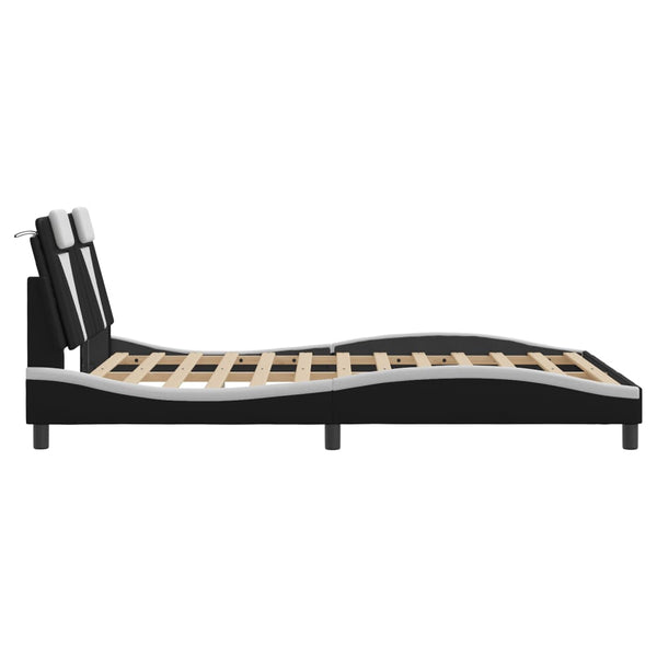 vidaXL Cadre de lit « Viana » avec LED sans matelas Noir et blanc 120x200 cm