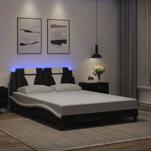 vidaXL Cadre de lit « Viana » avec LED sans matelas Noir et blanc 120x200 cm