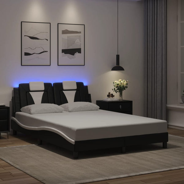 vidaXL Cadre de lit « Viana » avec LED sans matelas Noir et blanc 120x200 cm