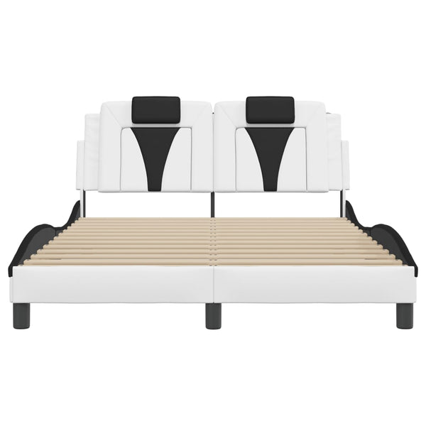 vidaXL Cadre de lit « Viana » avec LED sans matelas Blanc et noir 120x200 cm
