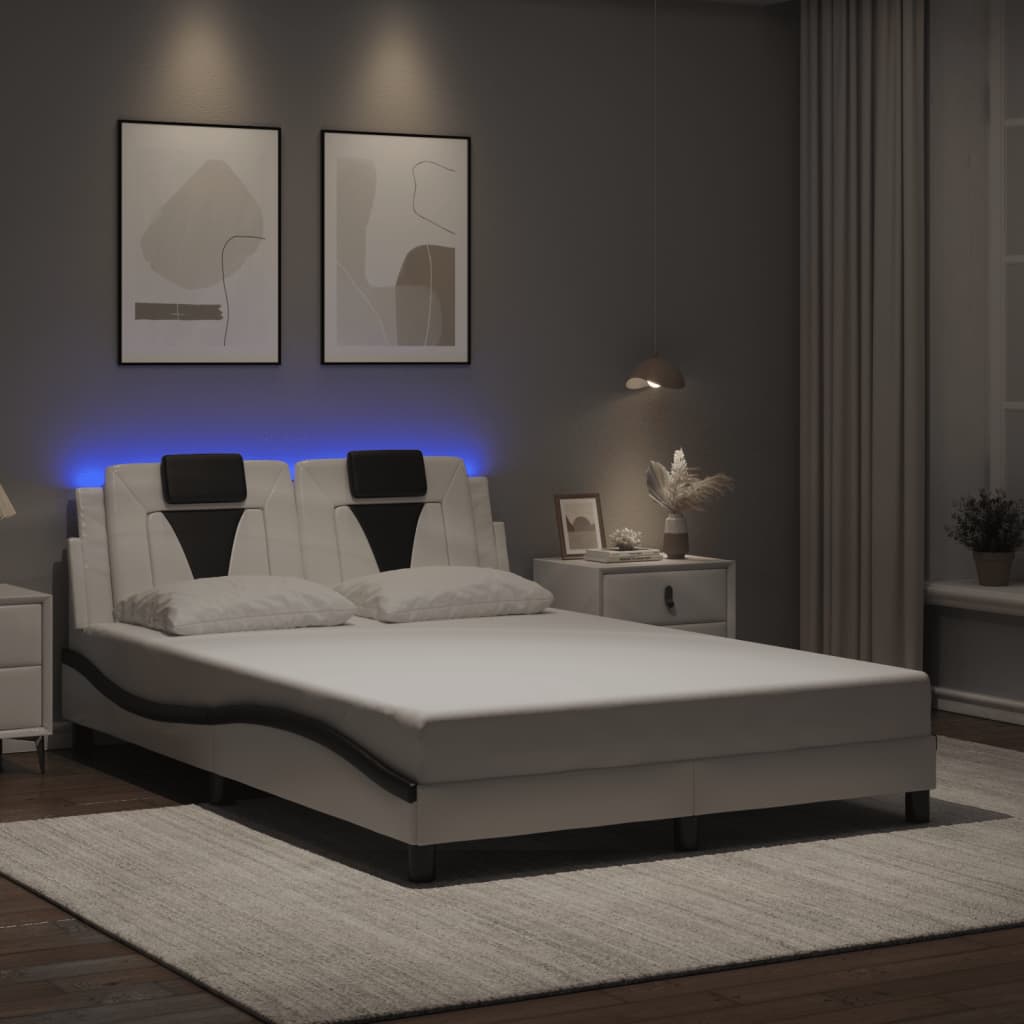 vidaXL Cadre de lit « Viana » avec LED sans matelas Blanc et noir 120x200 cm