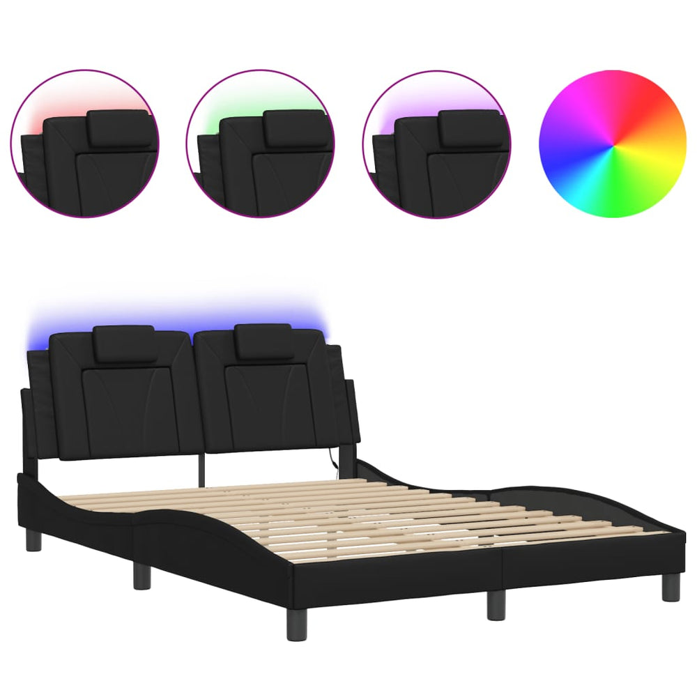 Bettgestell Viana Schwarz LED 140x190 cm