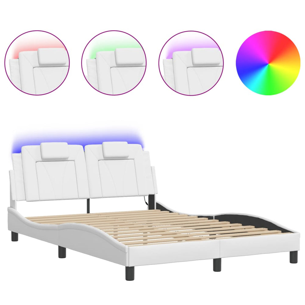Bettgestell Viana Weiß LED 140x190 cm