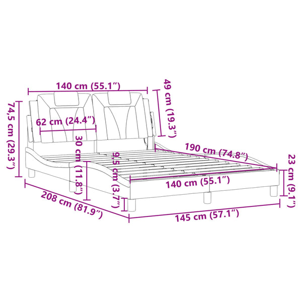 vidaXL Cadre de lit « Viana » avec LED sans matelas Blanc 140x190 cm