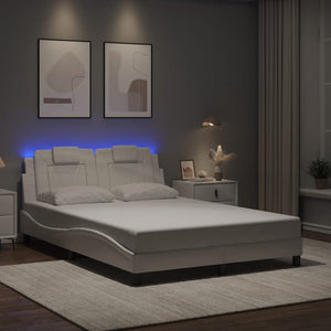vidaXL Cadre de lit « Viana » avec LED sans matelas Blanc 140x190 cm