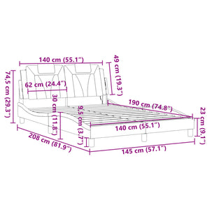 vidaXL Cadre de lit "Viana" avec LED sans matelas Marron 140x190 cm