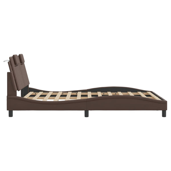 vidaXL Cadre de lit "Viana" avec LED sans matelas Marron 140x190 cm