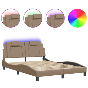 vidaXL Cadre de lit "Viana" avec LED sans matelas marron cappuccino 140x190 cm