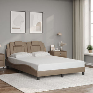 vidaXL Cadre de lit "Viana" avec LED sans matelas marron cappuccino 140x190 cm