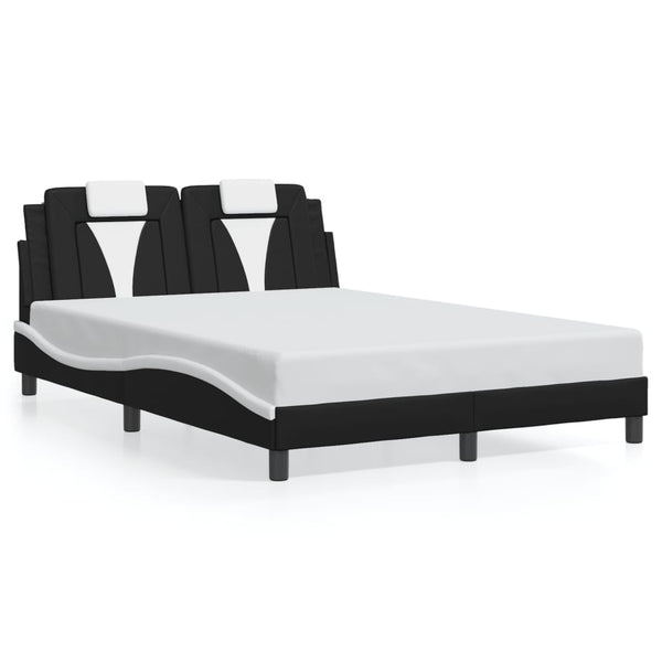 vidaXL Cadre de lit "Viana" avec LED sans matelas Noir et blanc 140x190 cm