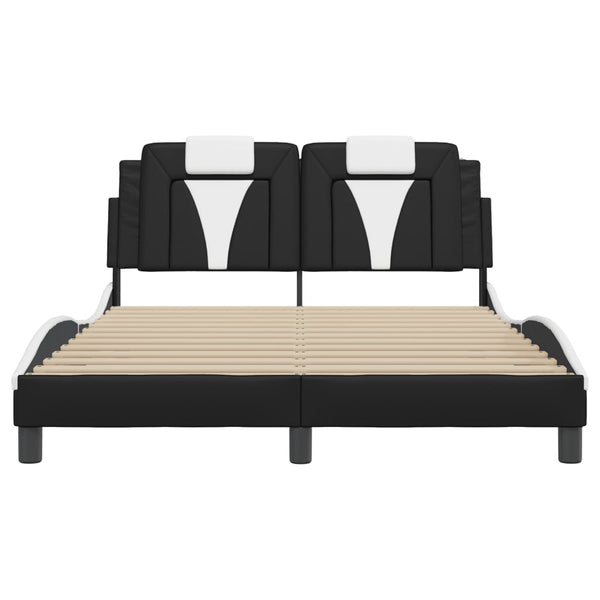 vidaXL Cadre de lit "Viana" avec LED sans matelas Noir et blanc 140x190 cm