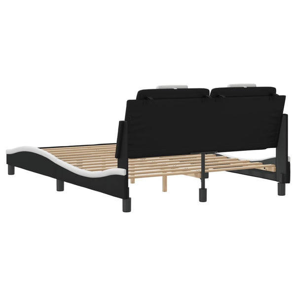 vidaXL Cadre de lit "Viana" avec LED sans matelas Noir et blanc 140x190 cm