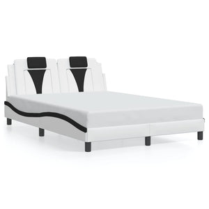 vidaXL Cadre de lit « Viana » avec LED, sans matelas, blanc et noir, 140x190 cm