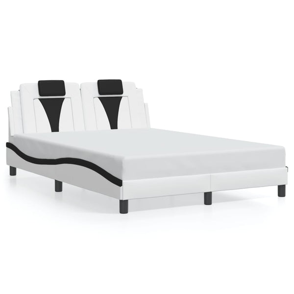 vidaXL Cadre de lit « Viana » avec LED, sans matelas, blanc et noir, 140x190 cm