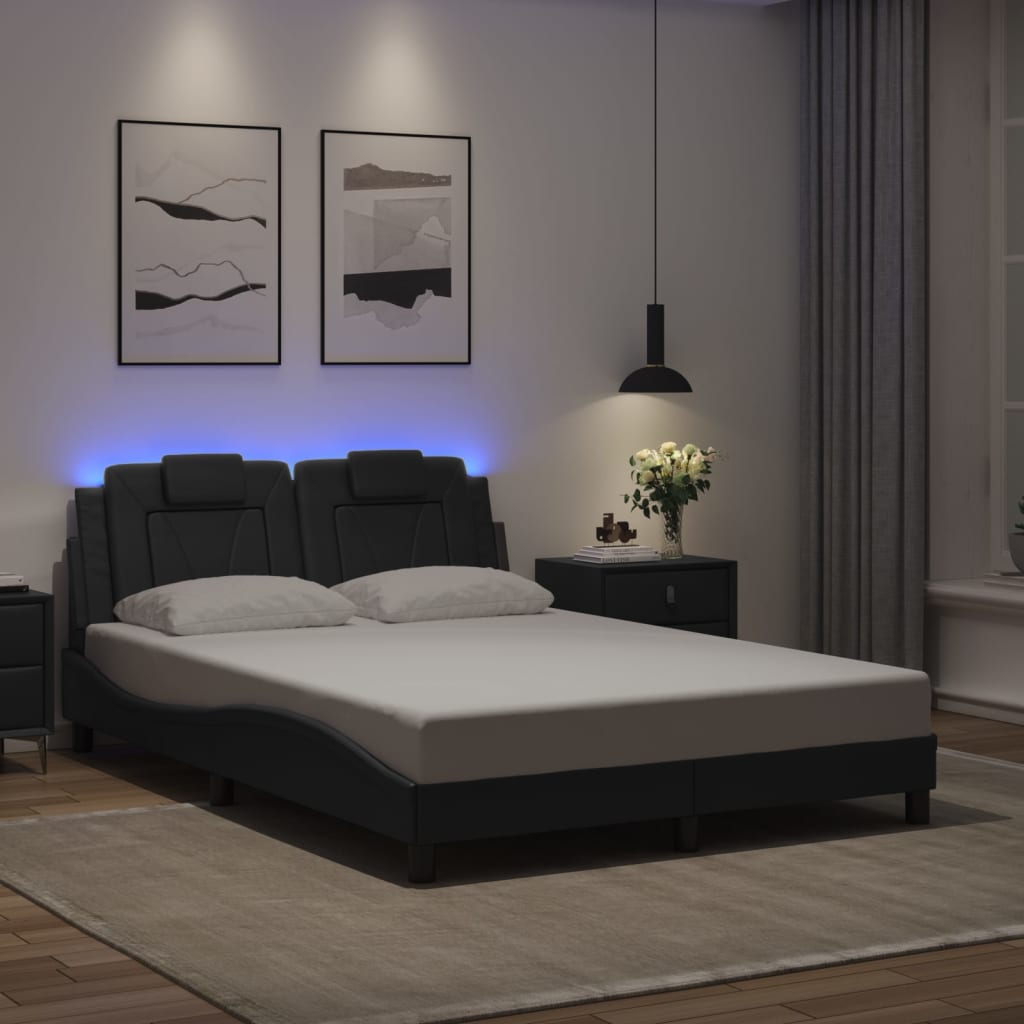 vidaXL Cadre de lit « Viana » avec LED sans matelas Noir 140x200 cm
