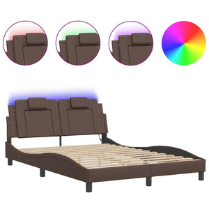 vidaXL Cadre de lit "Viana" avec LED sans matelas Marron 140x200 cm