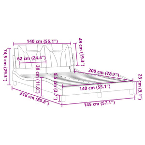 vidaXL Cadre de lit "Viana" avec LED sans matelas Marron 140x200 cm