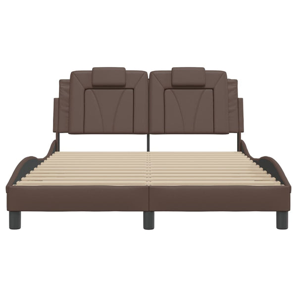 vidaXL Cadre de lit "Viana" avec LED sans matelas Marron 140x200 cm