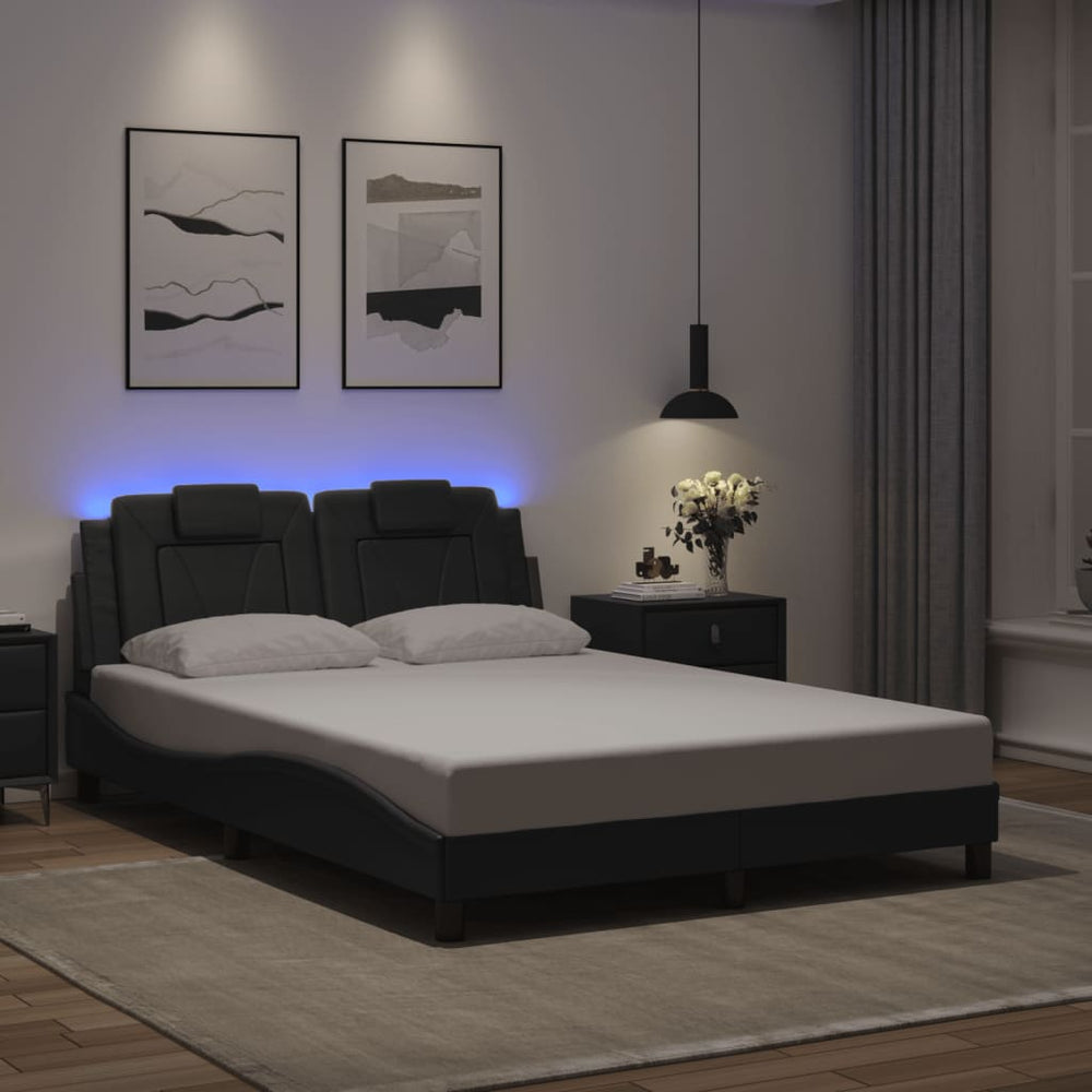 Bettgestell mit LED Grau 140x200 cm