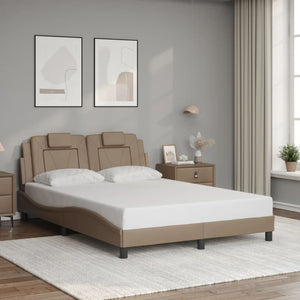 vidaXL Cadre de lit « Viana » avec LED sans matelas Marron Cappuccino 140x200 cm